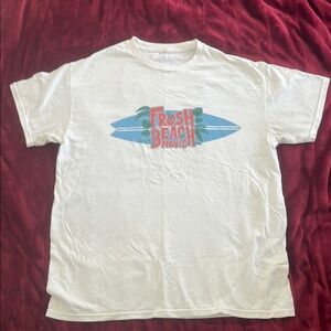 White T-Shirt with Surfboard Graphic